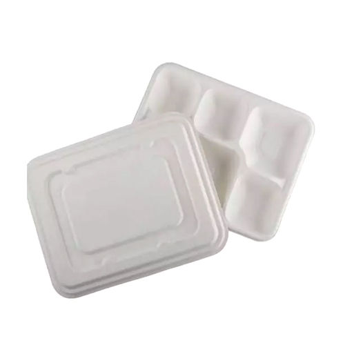 White 5 Compartment Meal Tray With Lid