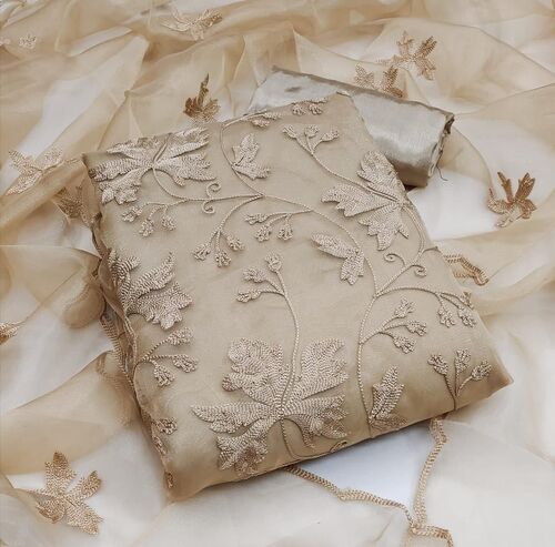 Avani Brown1 Organza Dress Material