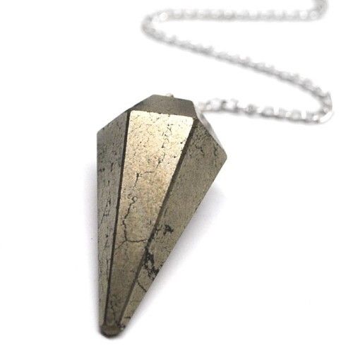 High Polished Pyrite Gemstone Dowsing Cone Pendulum