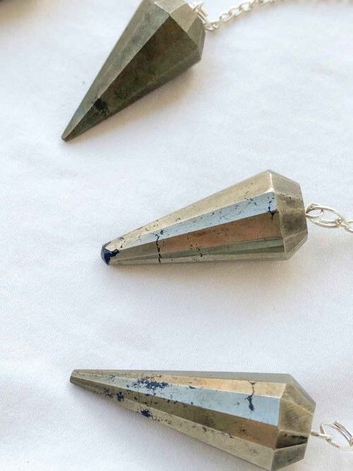 High Polished Pyrite Gemstone Dowsing Cone Pendulum