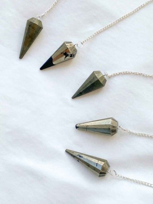 High Polished Pyrite Gemstone Dowsing Cone Pendulum