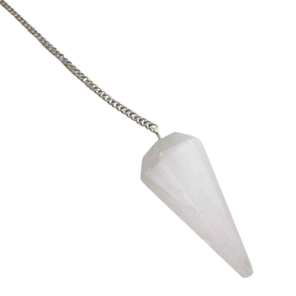 High Quality Polished Selenite Gemstone Dowsing Cone Pendulum