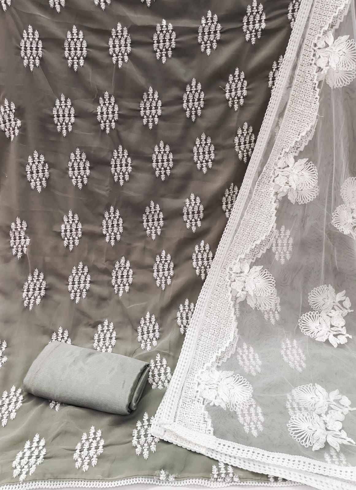 Tina Grey Georgette Dress Material