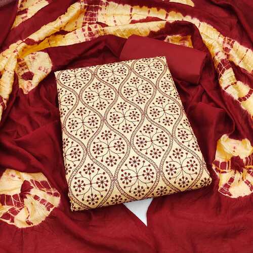 Aanya Beige Coco Silk Dress Material