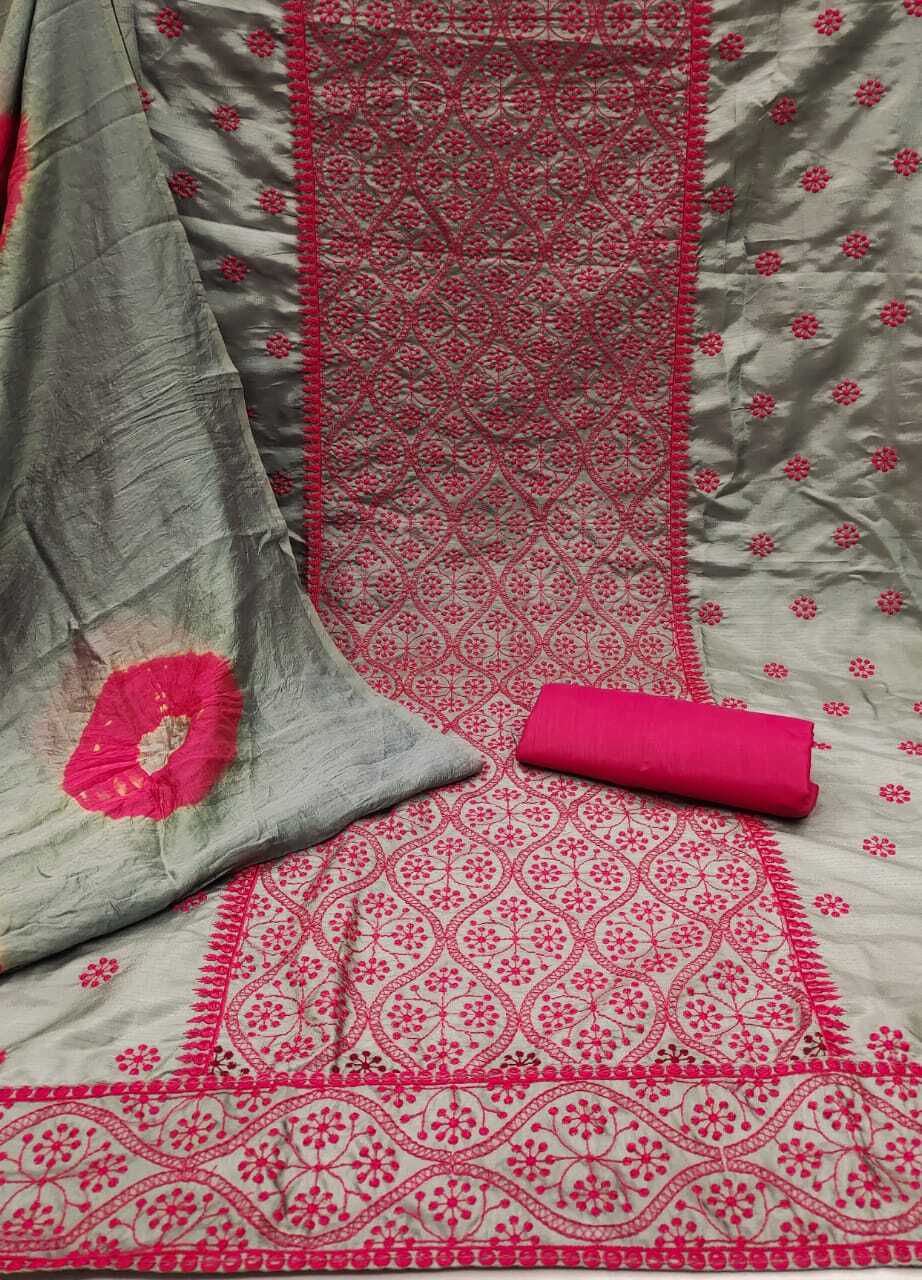 Aanya Grey Coco Silk Dress Material
