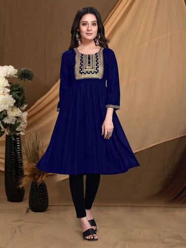 Aashvi Blue Heavy Rayon Kurti