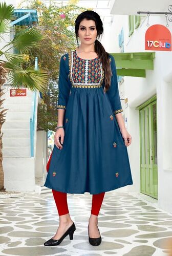 Aashvi Blue1 Heavy Rayon Kurti