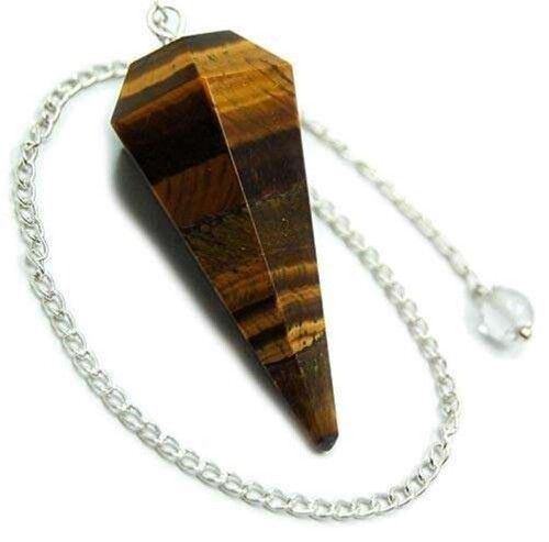 Natural Tiger Eye Gemstone Dowsing Cone Pendulum - Size: 2 Inch