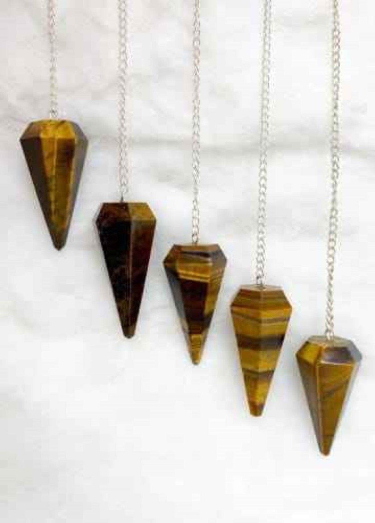 Natural Tiger Eye Gemstone Dowsing Cone Pendulum