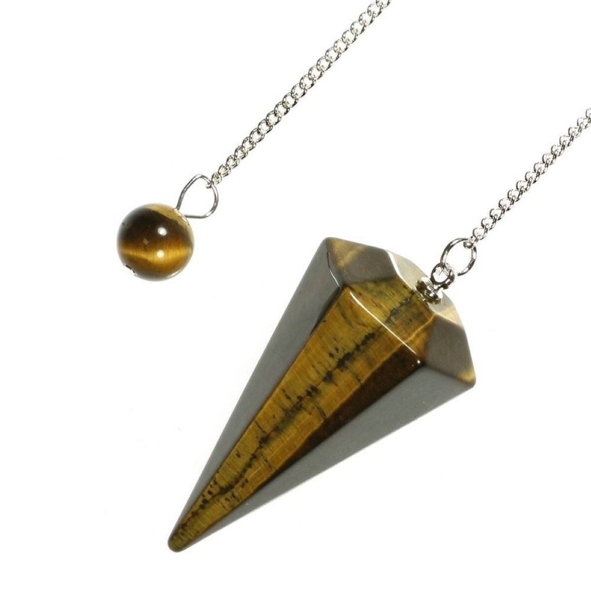 Natural Tiger Eye Gemstone Dowsing Cone Pendulum