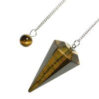 Natural Tiger Eye Gemstone Dowsing Cone Pendulum