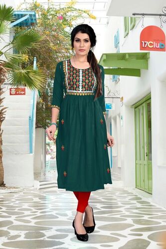 Aashvi Green1 Heavy Rayon Kurti