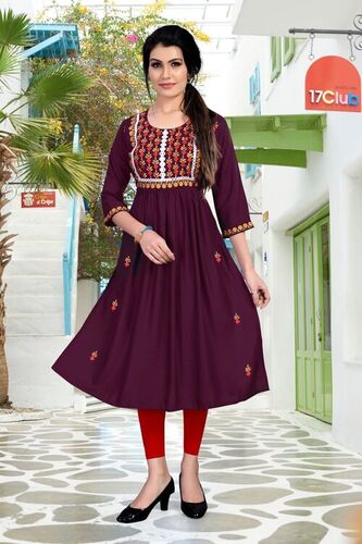 Aashvi Purple Heavy Rayon Kurti
