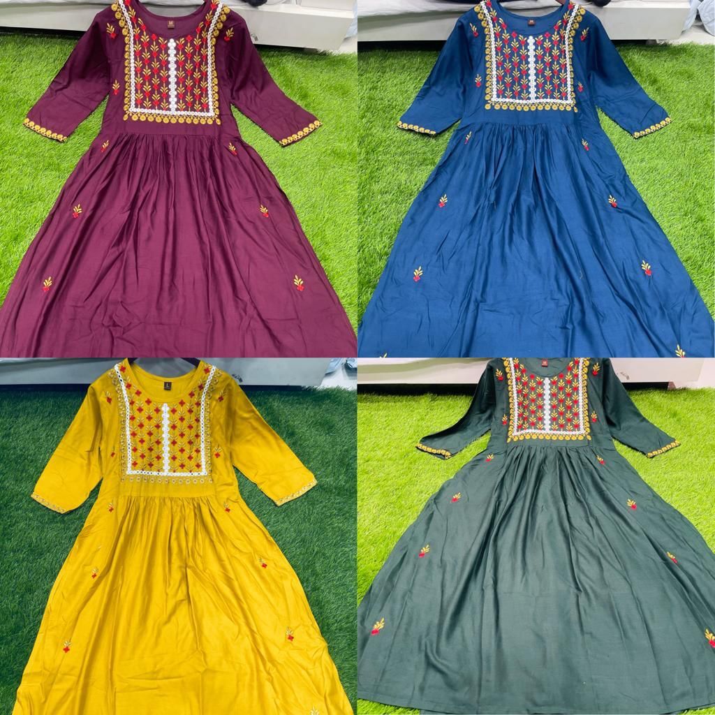 Aashvi Yellow Heavy Rayon Kurti
