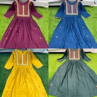 Aashvi Yellow Heavy Rayon Kurti