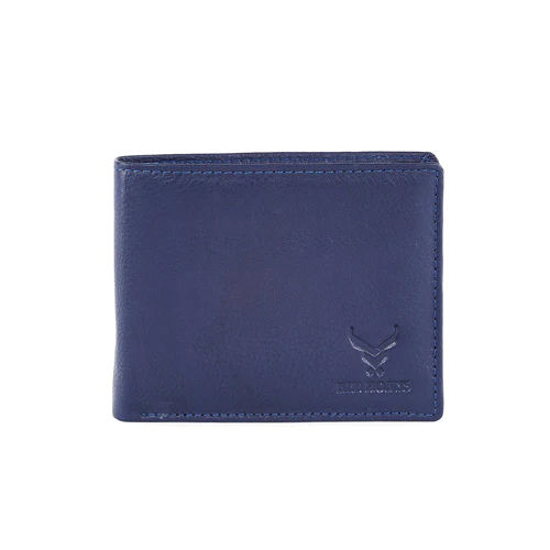 Mens Genuine Blue Leather Wallet Design: Plain