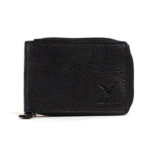 Black Mens Plain Leather Card Holder