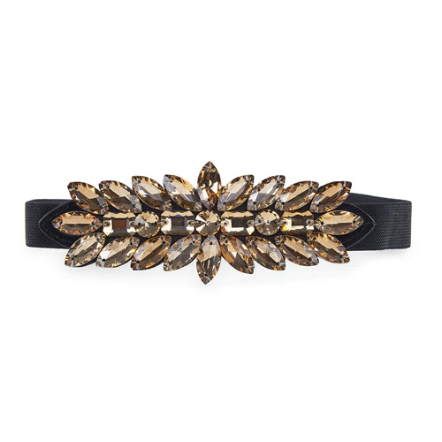 Ladies Floral Design Elastic Waist Belt