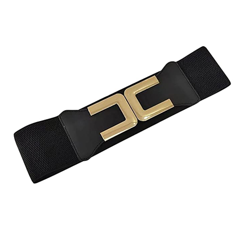 Black Fabric Elastic Waist Belt (Ld133)