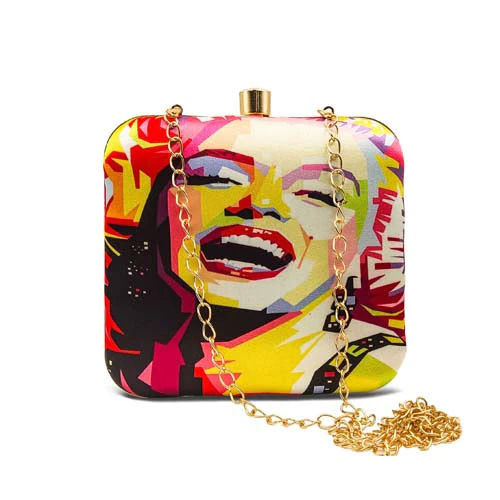 Multicolor Marilyn Monroe Art Graphic Printed Clutch Bag