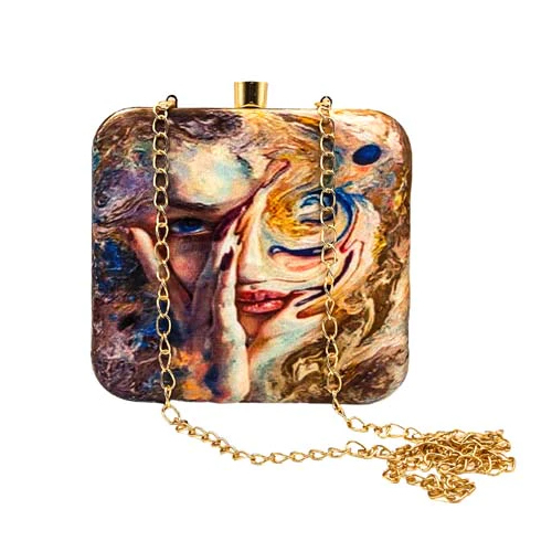 Ladies Abstract Graphic Printed Clutch Bag