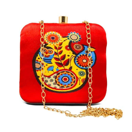 Multicolor Abstract Owl Graphic Printed Clutch Bag