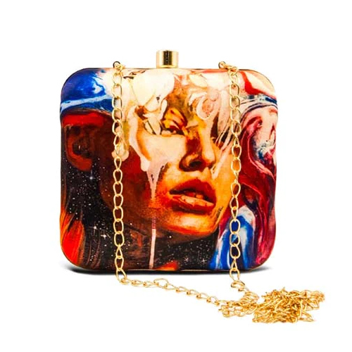 Abstract Girl Graphic Printed Clutch Bag