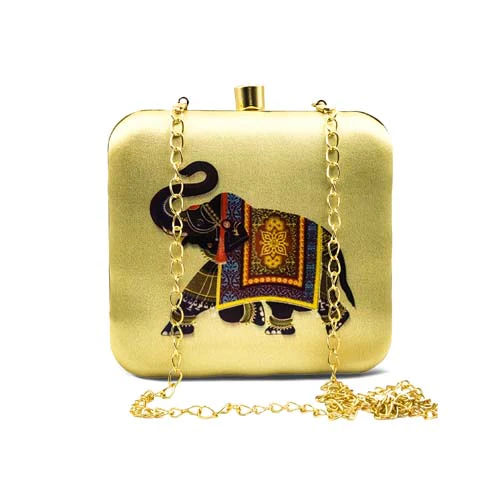 Multicolor Elephant Art Graphic Printed Clutch Bag