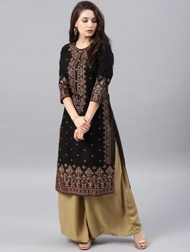 Jiya Black Heavy Rayon Kurti
