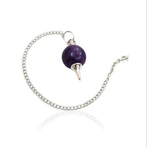 Natural High Quality Amethyst Gemstone Crystal Sphere Ball Pendulum