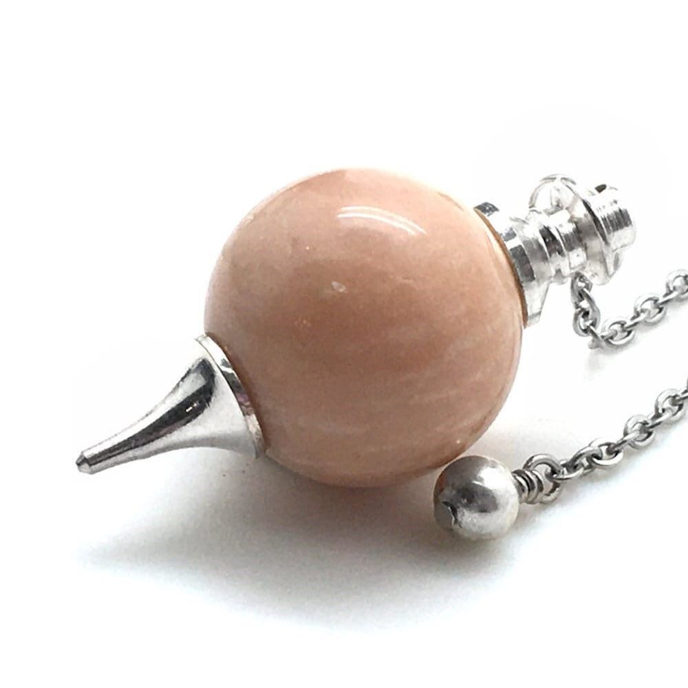 Natural Peach Moon Stone Gemstone Crystal Sphere Ball Pendulum