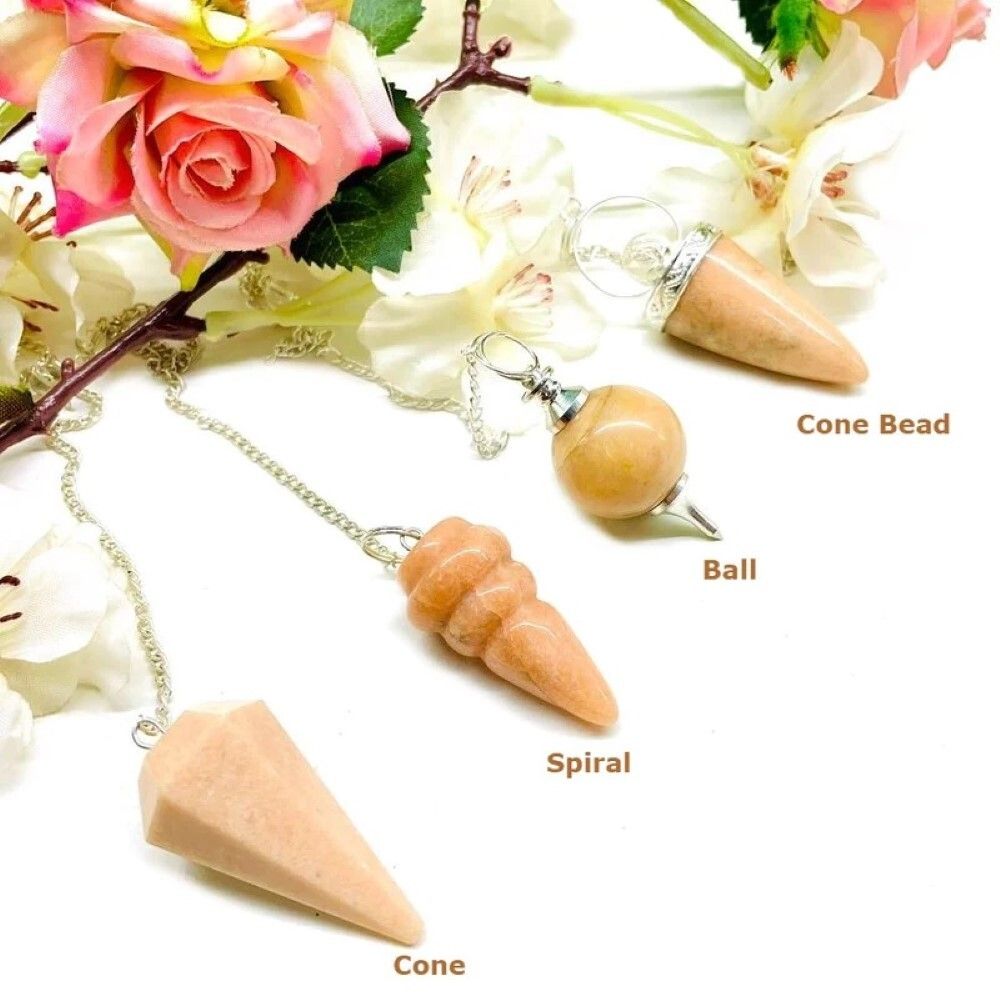 Natural Peach Moon Stone Gemstone Crystal Sphere Ball Pendulum