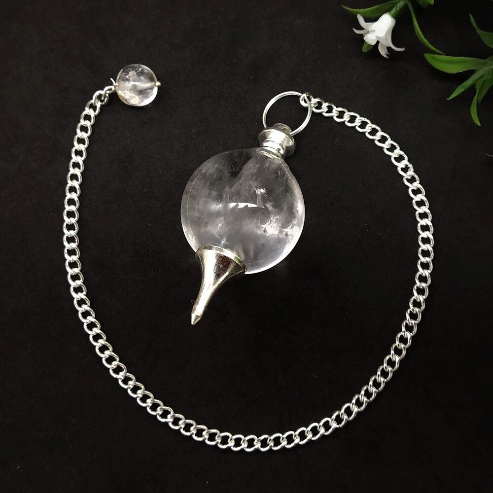 Natural High Quality Clear Quartz Gemstone Crystal Sphere Ball Pendulum