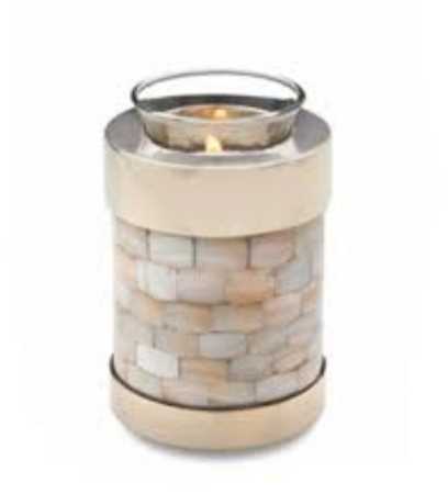 Gray Tealight Urn With Mother Of Pearl Design