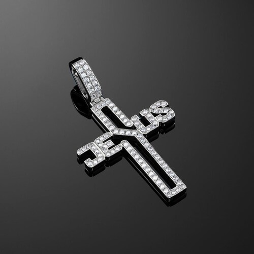 Jesus Diamond Pendant In Lab Grown Diamonds 10k White Gold 1 CT