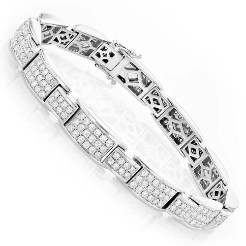 10K White Gold Diamond Bracelets In Lab Grown Diamond 7.50 Ct Mens Bracelets Diamond Clarity: Si1