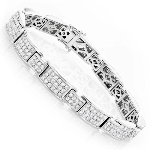 10k White Gold Diamond Bracelets In Lab Grown Diamond 7.50 CT Mens Bracelets