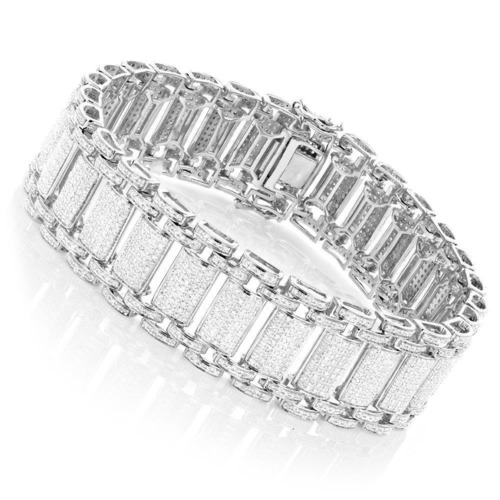 Gorgeous Diamond Bracelet In Moissanite 14k White Gold 7 Inches For Mens
