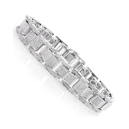 Mens Diamond Bracelets In moissanite 10k White Gold 7 Inches