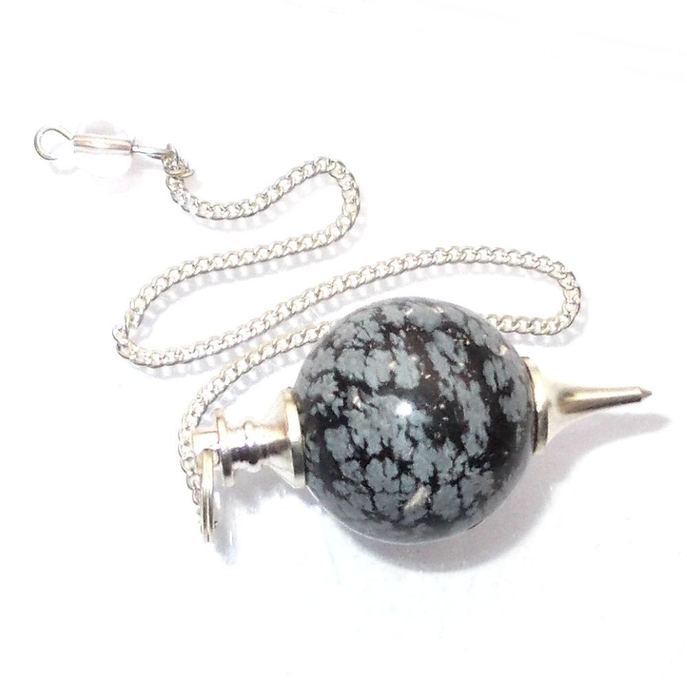 Natural High Quality Snowflake jasper Gemstone Crystal Sphere Ball Pendulum