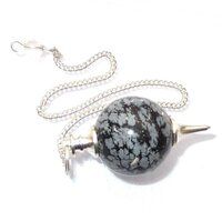 Natural High Quality Snowflake jasper Gemstone Crystal Sphere Ball Pendulum