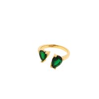 925 Sterling Silver Gold Vermeil Heart And Pear Shape Gemstone Adjustable Ring