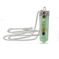 Natural Amazonite Seven Chakra Stones Flat Pendant