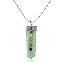 Natural Amazonite Seven Chakra Stones Flat Pendant