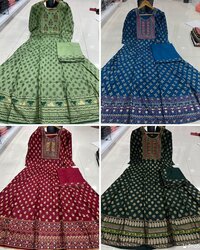 Women Long Anarkali Stitched with Matching Dupatta