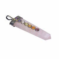 Natural Rose Quartz Seven Chakra Stones Flat Pendant