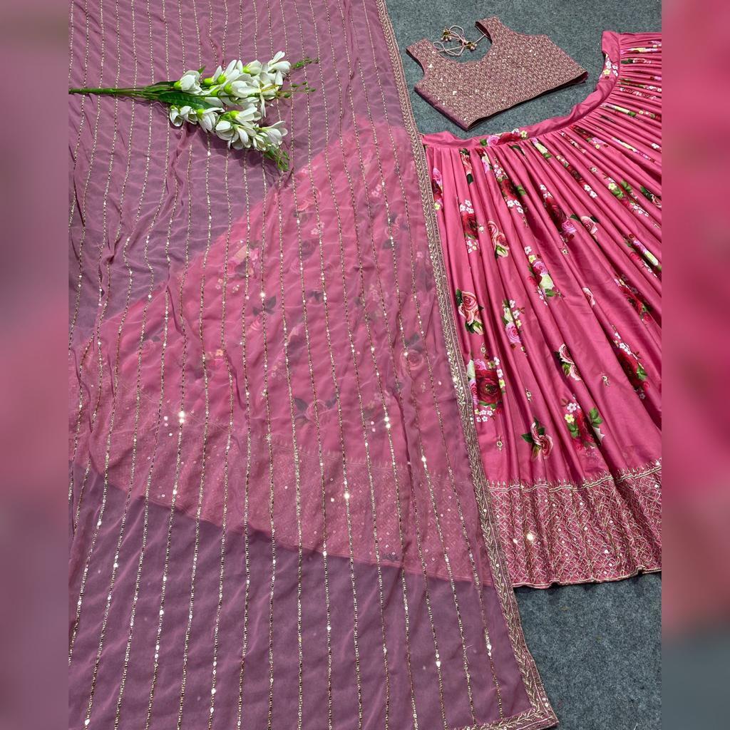 Women Embroidered Attractive Party Wear Silk Lehenga choli