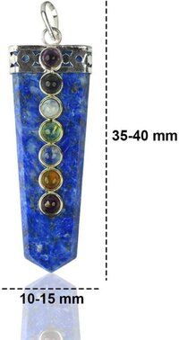 Natural Lapis Lazuli Seven Chakra Gemstone Flat Pendant