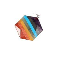 Natural High Polished Seven Chakra Gemstones Hexagon Shape Flat Pendant