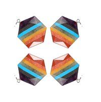 Natural High Polished Seven Chakra Gemstones Hexagon Shape Flat Pendant